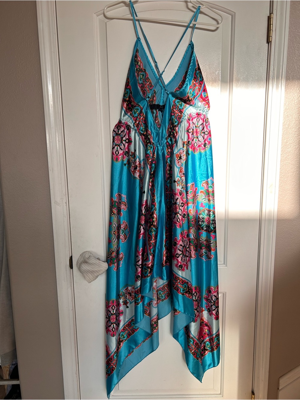 Blue and Pink Spaghetti Strap Maxi Sundress - Picture 14 of 16